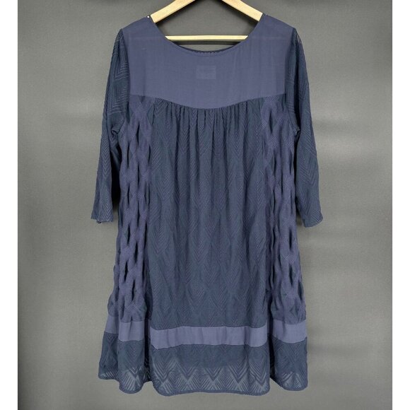 Holding Horses Anthropologie Womens Agusta Crochet Swing Tunic Dress L Navy Blue - Picture 2 of 13